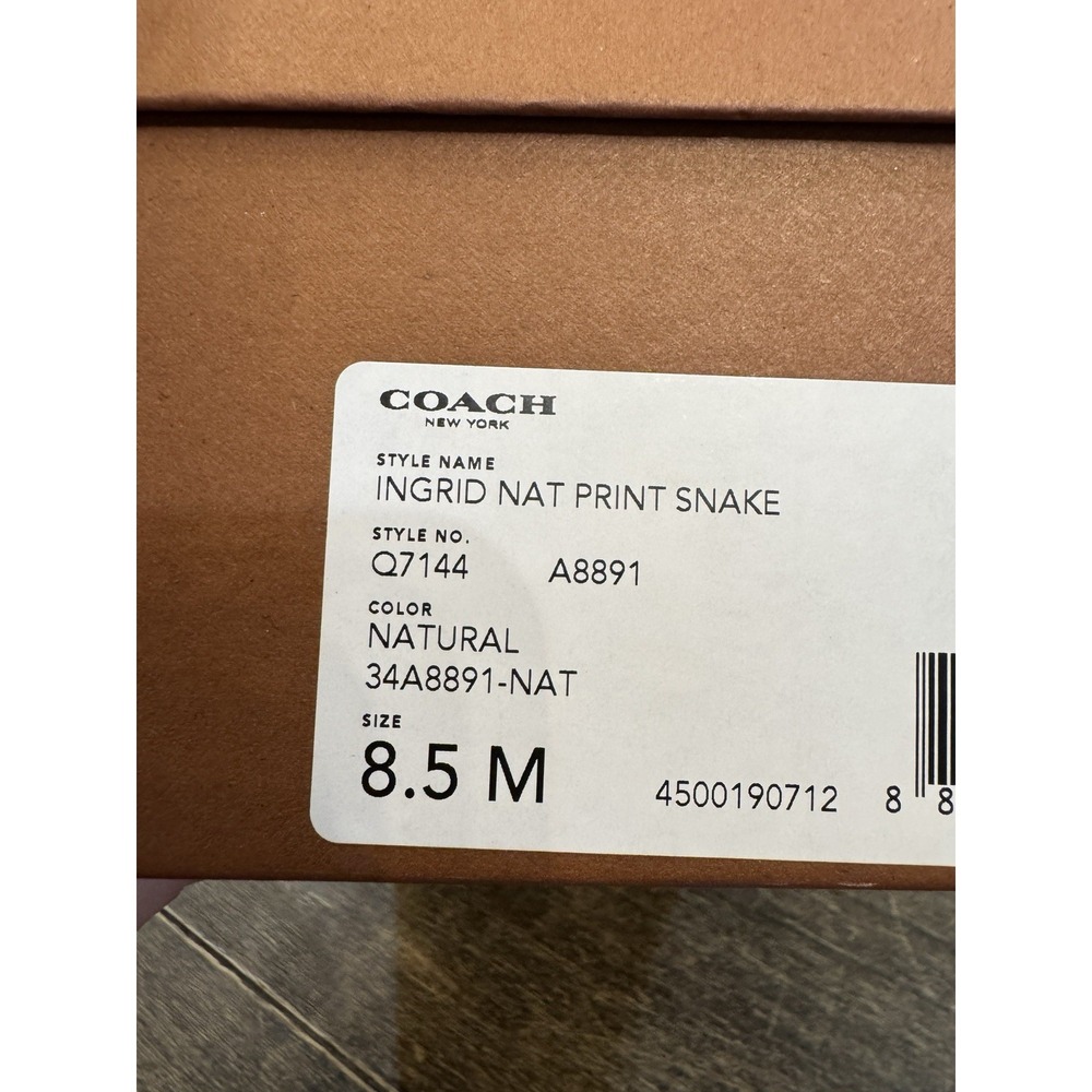 COACH Ingrid Natural Snake Print Leather Thong Wedge Sandals Women's Size 8.5 - Picture 12 of 13